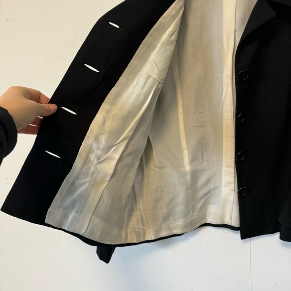 Vintage 50s Black Opera Coat Bar Jacket Velvet Collar Blazer Paul Parnes Medium‎ - Picture 4 of 8